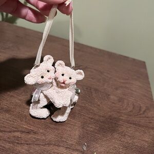 Adorable Cream Teddy Bears Ornament